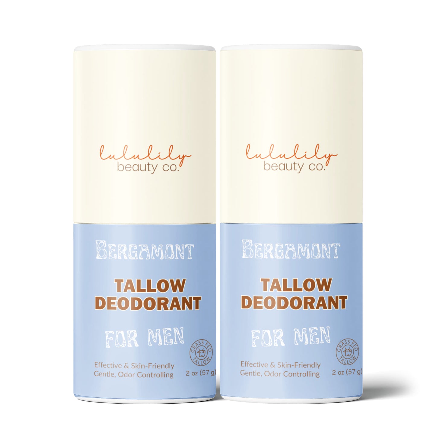 Unisex 2 Pack Natural Bergamont Fresh Clean Tallow Deodorant Stick