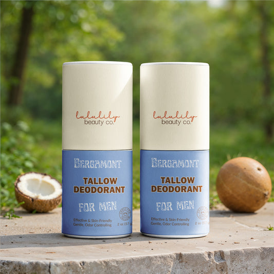 Unisex 2 Pack Natural Bergamont Fresh Clean Tallow Deodorant Stick